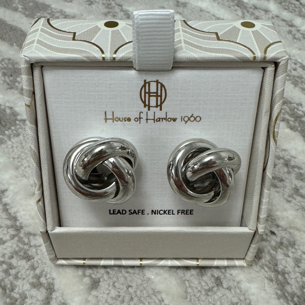 House of Harlow silver knot earrings
